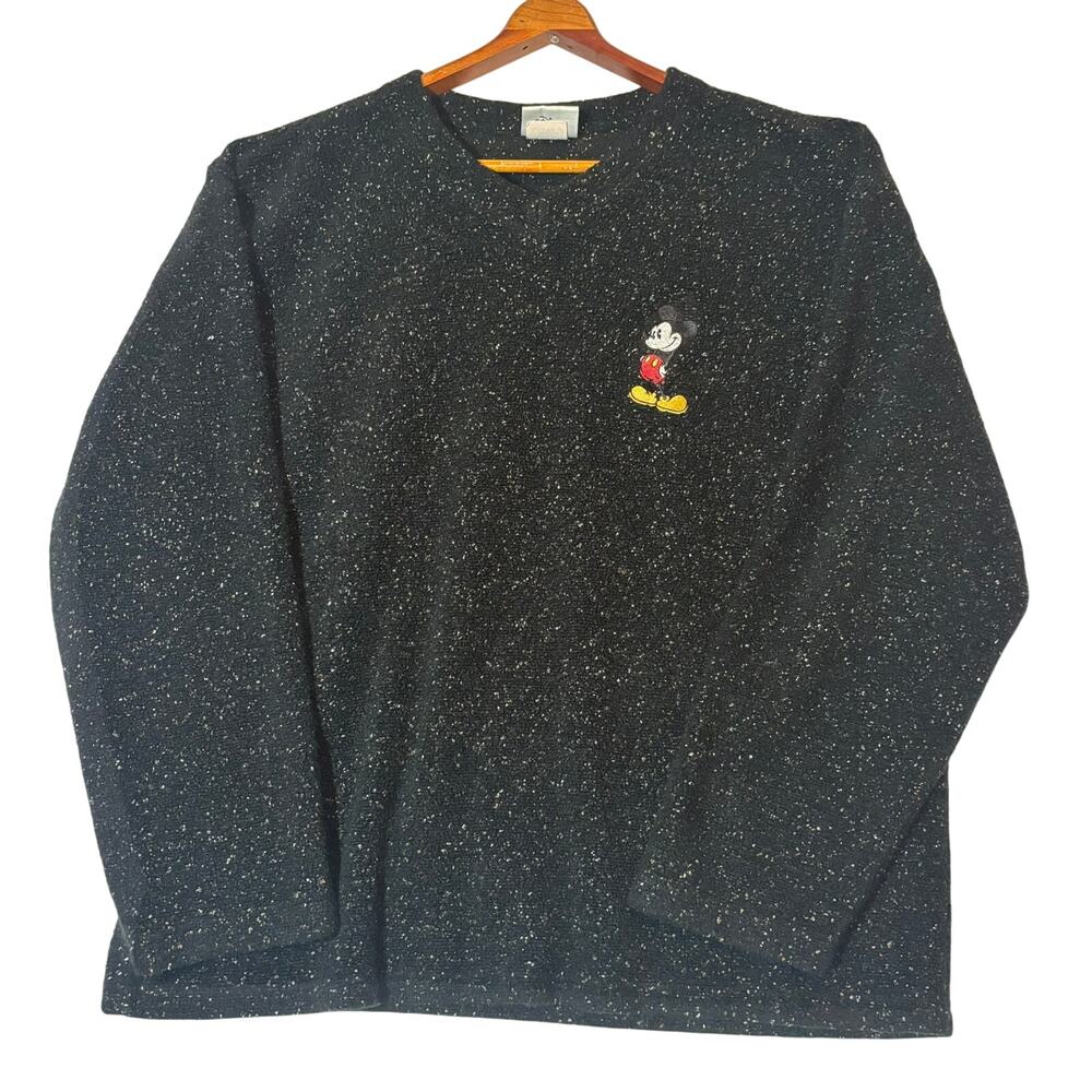 Walt Disney World Large Vintage 90s Embroidered Burnout Mickey Mouse Sweater